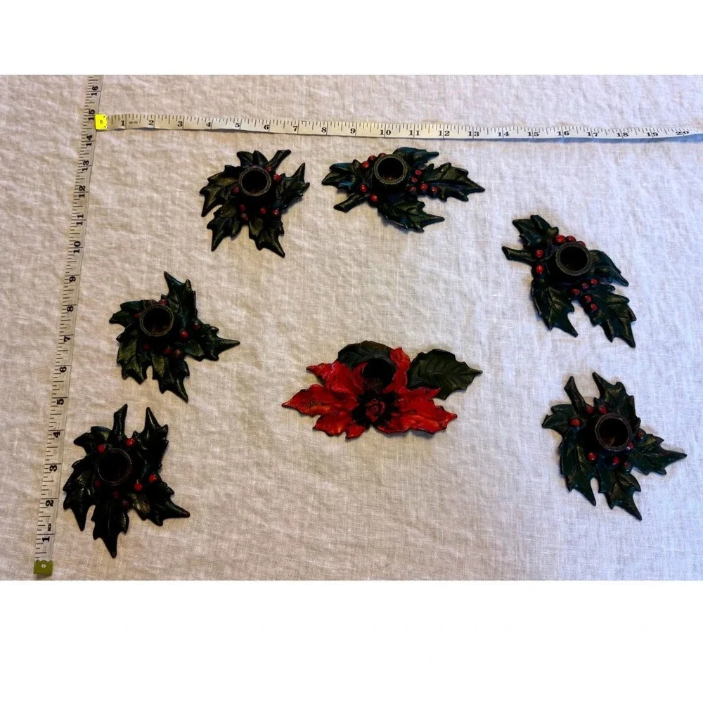 Vintage Cast Iron Holiday Candle Holders (Set of 7)
